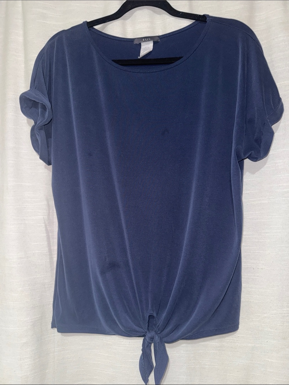 Casual Tie-Front Short Sleeve Top - Navy